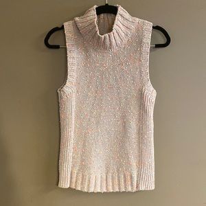 Anthropologie Sleeveless Woven Knit Vest mock Neck